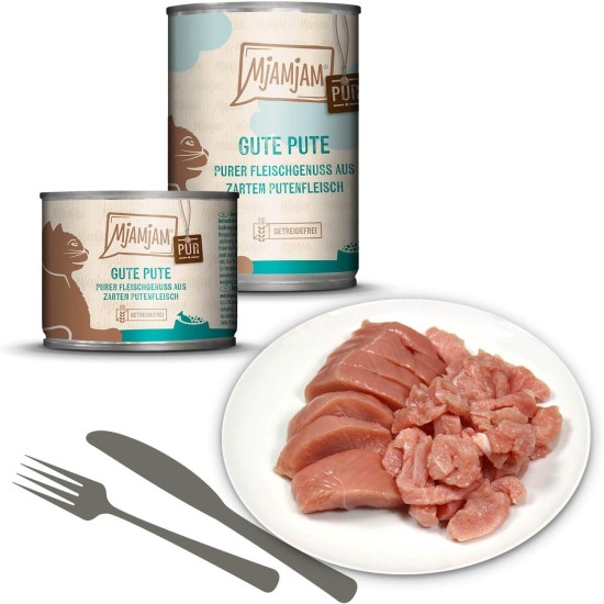 MjAMjAM Premium Wet Food for Cats, Pure Meat Enjoyment, Pure Juicy Chicken, Pack of 6 (6 x 400 g), Grain-Free with Extra Meat MjAMjAM Premium Wet Food for Cats, Pure Meat Enjoyment, Pure Juicy Chicken, Pack of 6 (6 x 400 g), Grain-Free with Extra Meat