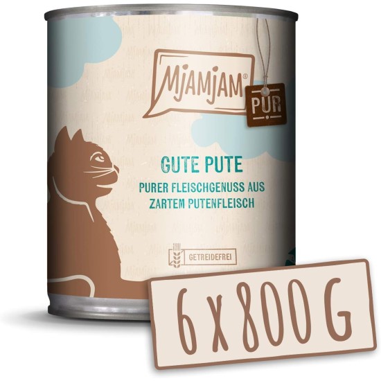 MjAMjAM Premium Wet Food for Cats, Pure Meat Enjoyment, Pure Juicy Chicken, Pack of 6 (6 x 400 g), Grain-Free with Extra Meat MjAMjAM Premium Wet Food for Cats, Pure Meat Enjoyment, Pure Juicy Chicken, Pack of 6 (6 x 400 g), Grain-Free with Extra Meat