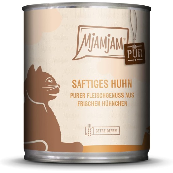MjAMjAM Premium Wet Food for Cats, Pure Meat Enjoyment, Pure Juicy Chicken, Pack of 6 (6 x 400 g), Grain-Free with Extra Meat MjAMjAM Premium Wet Food for Cats, Pure Meat Enjoyment, Pure Juicy Chicken, Pack of 6 (6 x 400 g), Grain-Free with Extra Meat