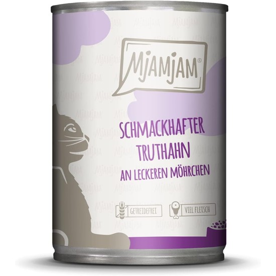 MjAMjAM Premium Wet Food for Cats, Pure Meat Enjoyment, Pure Juicy Chicken, Pack of 6 (6 x 400 g), Grain-Free with Extra Meat MjAMjAM Premium Wet Food for Cats, Pure Meat Enjoyment, Pure Juicy Chicken, Pack of 6 (6 x 400 g), Grain-Free with Extra Meat