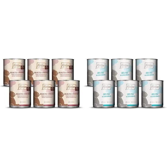 MjAMjAM Premium Wet Food for Cats, Pure Meat Enjoyment, Pure Juicy Chicken, Pack of 6 (6 x 400 g), Grain-Free with Extra Meat MjAMjAM Premium Wet Food for Cats, Pure Meat Enjoyment, Pure Juicy Chicken, Pack of 6 (6 x 400 g), Grain-Free with Extra Meat