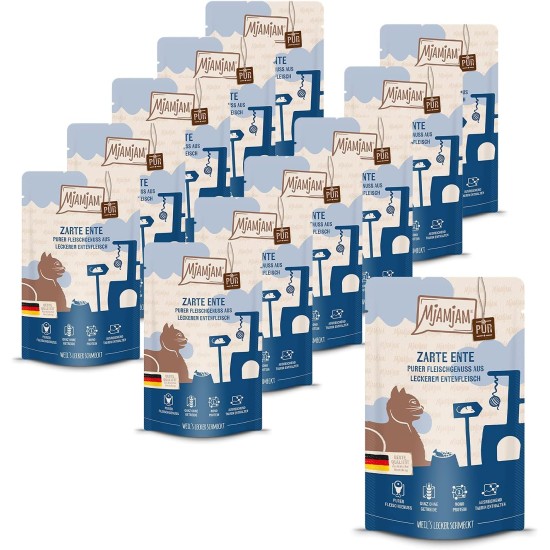 MjAMjAM Premium Wet Food for Cats, Pure Meat Enjoyment, Pure Juicy Chicken, Pack of 6 (6 x 400 g), Grain-Free with Extra Meat MjAMjAM Premium Wet Food for Cats, Pure Meat Enjoyment, Pure Juicy Chicken, Pack of 6 (6 x 400 g), Grain-Free with Extra Meat