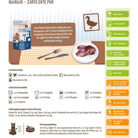 MjAMjAM Premium Wet Food for Cats, Pure Meat Enjoyment, Pure Juicy Chicken, Pack of 6 (6 x 400 g), Grain-Free with Extra Meat MjAMjAM Premium Wet Food for Cats, Pure Meat Enjoyment, Pure Juicy Chicken, Pack of 6 (6 x 400 g), Grain-Free with Extra Meat