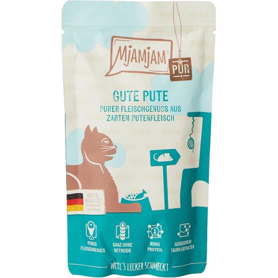 MjAMjAM Premium Wet Food for Cats, Pure Meat Enjoyment, Pure Juicy Chicken, Pack of 6 (6 x 400 g), Grain-Free with Extra Meat MjAMjAM Premium Wet Food for Cats, Pure Meat Enjoyment, Pure Juicy Chicken, Pack of 6 (6 x 400 g), Grain-Free with Extra Meat