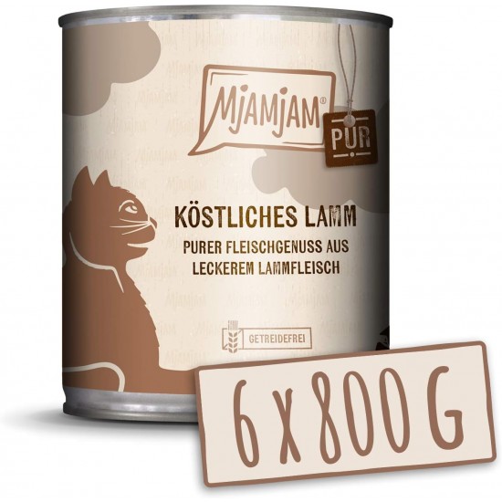 MjAMjAM Premium Wet Food for Cats, Pure Meat Enjoyment, Pure Juicy Chicken, Pack of 6 (6 x 800 g), Grain-Free with Extra Meat MjAMjAM Premium Wet Food for Cats, Pure Meat Enjoyment, Pure Juicy Chicken, Pack of 6 (6 x 800 g), Grain-Free with Extra Meat