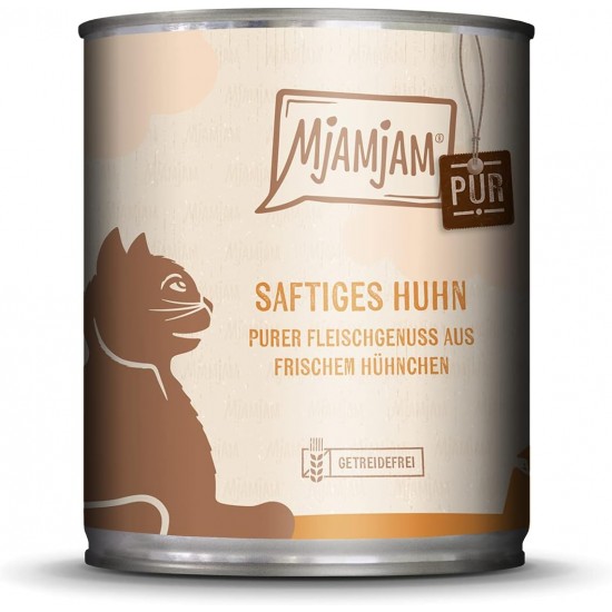MjAMjAM Premium Wet Food for Cats, Pure Meat Enjoyment, Pure Juicy Chicken, Pack of 6 (6 x 800 g), Grain-Free with Extra Meat MjAMjAM Premium Wet Food for Cats, Pure Meat Enjoyment, Pure Juicy Chicken, Pack of 6 (6 x 800 g), Grain-Free with Extra Meat