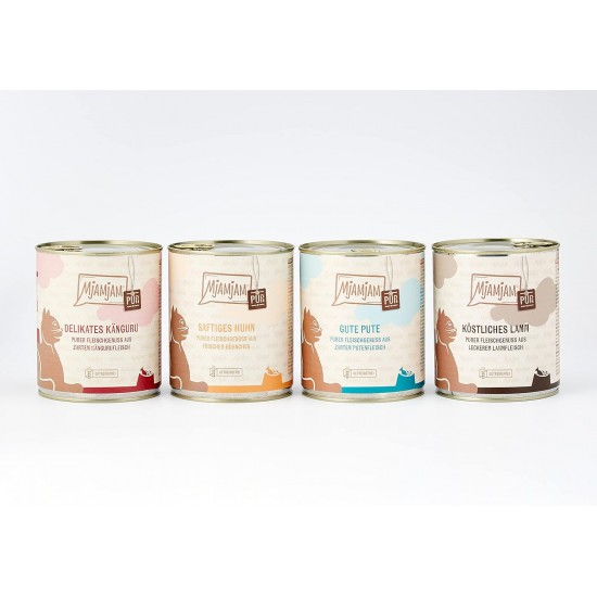 MjAMjAM Premium Wet Food for Cats, Pure Meat Enjoyment, Pure Juicy Chicken, Pack of 6 (6 x 800 g), Grain-Free with Extra Meat MjAMjAM Premium Wet Food for Cats, Pure Meat Enjoyment, Pure Juicy Chicken, Pack of 6 (6 x 800 g), Grain-Free with Extra Meat