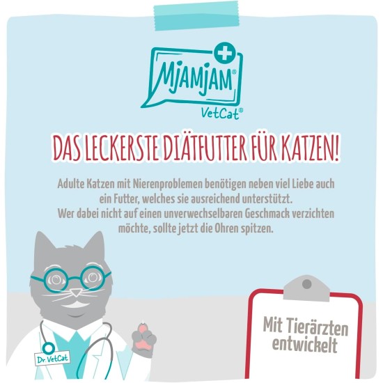 MjAMjAM VetCat Premium Wet Food for Cats - Diet - Kidney - Renal - Chicken, Pack of 6 (6 x 200 g), Grain-Free MjAMjAM VetCat Premium Wet Food for Cats - Diet - Kidney - Renal - Chicken, Pack of 6 (6 x 200 g), Grain-Free