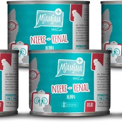 MjAMjAM VetCat Premium Wet Food for Cats - Diet - Kidney - Renal - Chicken, Pack of 6 (6 x 200 g), Grain-Free MjAMjAM VetCat Premium Wet Food for Cats - Diet - Kidney - Renal - Chicken, Pack of 6 (6 x 200 g), Grain-Free