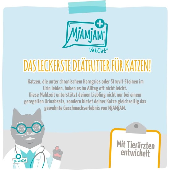 MjAMjAM VetCat Premium Wet Food for Cats - Diet - Kidney - Renal - Chicken, Pack of 6 (6 x 200 g), Grain-Free MjAMjAM VetCat Premium Wet Food for Cats - Diet - Kidney - Renal - Chicken, Pack of 6 (6 x 200 g), Grain-Free
