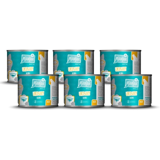 MjAMjAM VetCat Premium Wet Food for Cats - Diet - Urinary - Chicken, Pack of 6 (6 x 200 g), Grain-Free MjAMjAM VetCat Premium Wet Food for Cats - Diet - Urinary - Chicken, Pack of 6 (6 x 200 g), Grain-Free