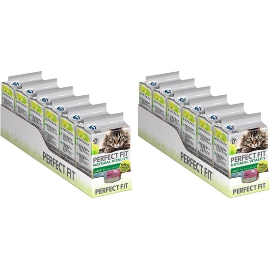 PERFECT FIT Adult 1+ Premium Wet Cat Food - 36 x 50 g Portion Bag - with Chicken and Turkey - Wet Food for Cats - No Grain PERFECT FIT Adult 1+ Premium Wet Cat Food - 36 x 50 g Portion Bag - with Chicken and Turkey - Wet Food for Cats - No Grain