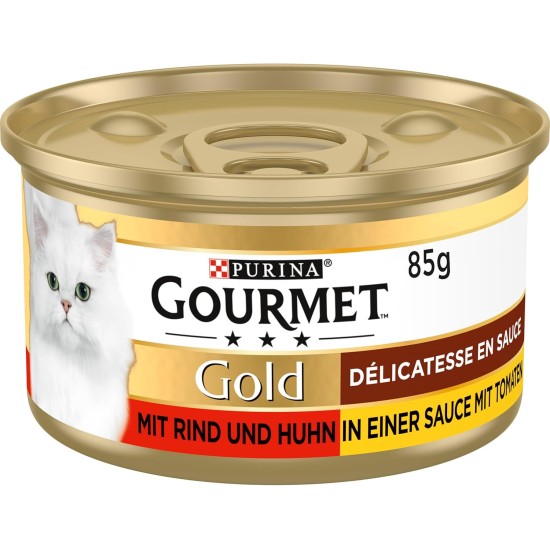 PURINA GOURMET Gold Délicatesse en Sauce Cat Food Wet with Beef and Chicken Pack of 12 (12 x 85 g) PURINA GOURMET Gold Délicatesse en Sauce Cat Food Wet with Beef and Chicken Pack of 12 (12 x 85 g)