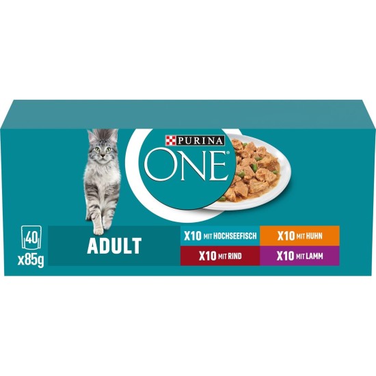 PURINA ONE Adult Wet Cat Food, Variety Mix, Pack of 40 (40 x 85 g) PURINA ONE Adult Wet Cat Food, Variety Mix, Pack of 40 (40 x 85 g)