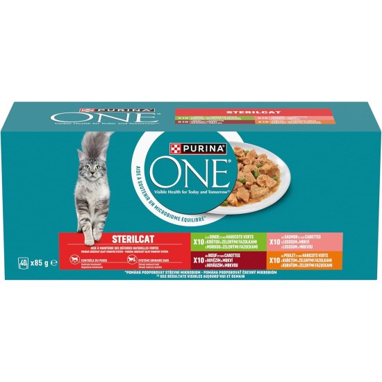 PURINA ONE BIFENSIS Sterilised Adult Cat Supports the Vitality of the Cat, Bones, Muscles, Joints in Sauce, Duck, Sardine, Beef, Fresh Bags, Pack of 10 (8 x 85 g) PURINA ONE BIFENSIS Sterilised Adult Cat Supports the Vitality of the Cat, Bones, Muscles, Joints in Sauce, Duck, Sardine, Beef, Fresh Bags, Pack of 10 (8 x 85 g)