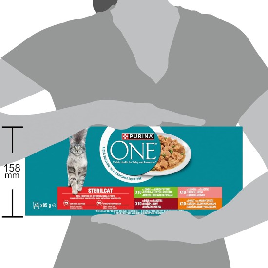 PURINA ONE BIFENSIS Sterilised Adult Cat Supports the Vitality of the Cat, Bones, Muscles, Joints in Sauce, Duck, Sardine, Beef, Fresh Bags, Pack of 10 (8 x 85 g) PURINA ONE BIFENSIS Sterilised Adult Cat Supports the Vitality of the Cat, Bones, Muscles, Joints in Sauce, Duck, Sardine, Beef, Fresh Bags, Pack of 10 (8 x 85 g)