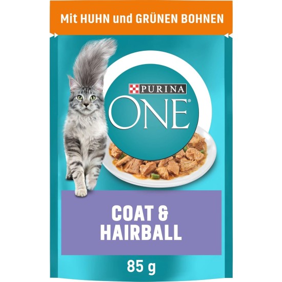 PURINA ONE Coat & Hairball Wet Cat Food in Sauce with Chicken, Pack of 26 (26 x 85 g) PURINA ONE Coat & Hairball Wet Cat Food in Sauce with Chicken, Pack of 26 (26 x 85 g)