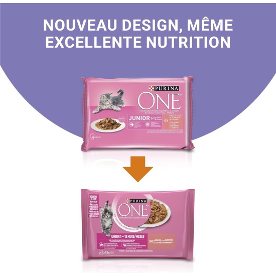PURINA ONE Junior with Salmon for Kittens | 4 x 85g | Pack of 4 PURINA ONE Junior with Salmon for Kittens | 4 x 85g | Pack of 4