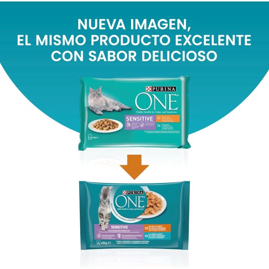 PURINA ONE Moist Cat Filellini in Sensitive Sauce with Chicken and Carrots, with Tuna and Carrots - 48 Bags of 85g (12 Packs of 4 x 85g) PURINA ONE Moist Cat Filellini in Sensitive Sauce with Chicken and Carrots, with Tuna and Carrots - 48 Bags of 85g (12 Packs of 4 x 85g)