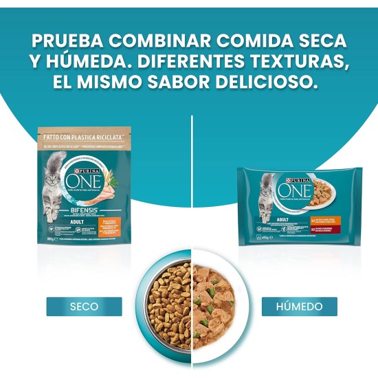 PURINA ONE Moist Cat Filellini in Sensitive Sauce with Chicken and Carrots, with Tuna and Carrots - 48 Bags of 85g (12 Packs of 4 x 85g) PURINA ONE Moist Cat Filellini in Sensitive Sauce with Chicken and Carrots, with Tuna and Carrots - 48 Bags of 85g (12 Packs of 4 x 85g)