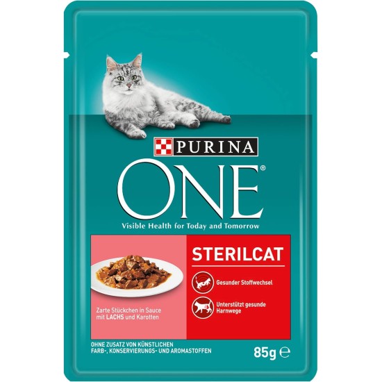 PURINA ONE STERILCAT Wet Cat Food, Delicate Pieces in Sauce for Sterilised Cats, with Turkey, Pack of 26 (26 x 85 g) PURINA ONE STERILCAT Wet Cat Food, Delicate Pieces in Sauce for Sterilised Cats, with Turkey, Pack of 26 (26 x 85 g)