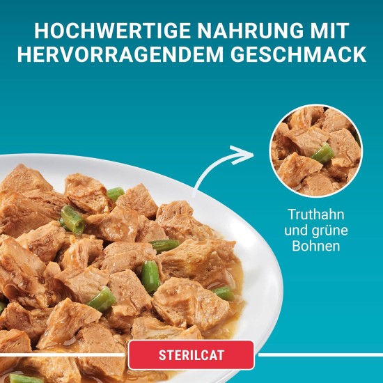 PURINA ONE STERILCAT Wet Cat Food, Delicate Pieces in Sauce for Sterilised Cats, with Turkey, Pack of 26 (26 x 85 g) PURINA ONE STERILCAT Wet Cat Food, Delicate Pieces in Sauce for Sterilised Cats, with Turkey, Pack of 26 (26 x 85 g)