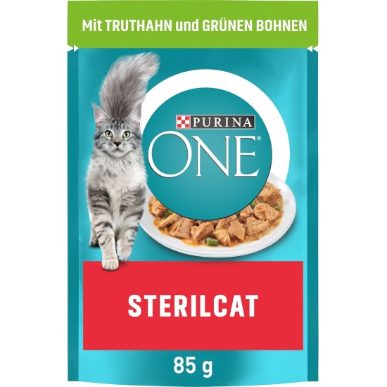PURINA ONE STERILCAT Wet Cat Food, Delicate Pieces in Sauce for Sterilised Cats, with Turkey, Pack of 26 (26 x 85 g) PURINA ONE STERILCAT Wet Cat Food, Delicate Pieces in Sauce for Sterilised Cats, with Turkey, Pack of 26 (26 x 85 g)