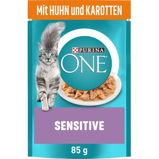 PURINA ONE Sensitive Wet Cat Food, Delicate Pieces in Sauce with Chicken, Pack of 26 (26 x 85 g) PURINA ONE Sensitive Wet Cat Food, Delicate Pieces in Sauce with Chicken, Pack of 26 (26 x 85 g)