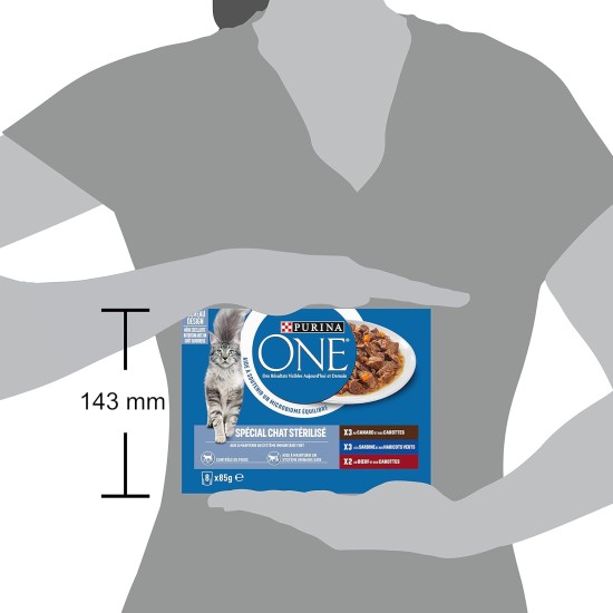PURINA ONE Sterilised Cat Conical Sauce Sardines Duck Beef 8 x 85g PURINA ONE Sterilised Cat Conical Sauce Sardines Duck Beef 8 x 85g