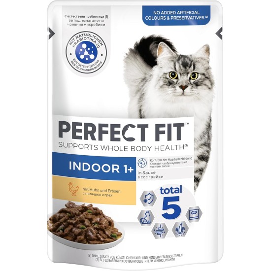 Perfect Fit Indoor 1+ Wet Food for Adult House Cats from 1 Year, Supports Vitality, Different Varieties Perfect Fit Indoor 1+ Wet Food for Adult House Cats from 1 Year, Supports Vitality, Different Varieties