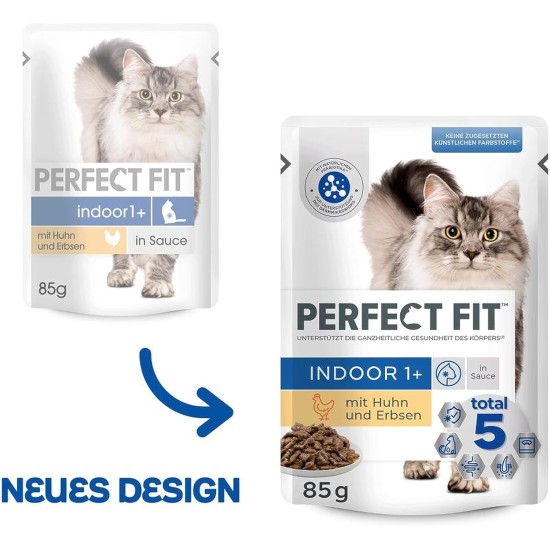 Perfect Fit Indoor 1+ Wet Food for Adult House Cats from 1 Year, Supports Vitality, Different Varieties Perfect Fit Indoor 1+ Wet Food for Adult House Cats from 1 Year, Supports Vitality, Different Varieties