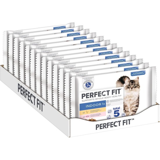 Perfect Fit Indoor 1+ Wet Food for Adult House Cats from 1 Year, Supports Vitality, Different Varieties Perfect Fit Indoor 1+ Wet Food for Adult House Cats from 1 Year, Supports Vitality, Different Varieties