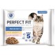 Perfect Fit Indoor 1+ Wet Food for Adult House Cats from 1 Year, Supports Vitality, Different Varieties