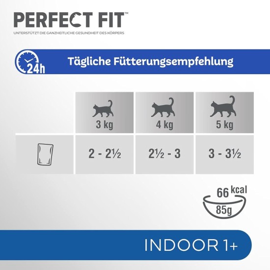 Perfect Fit Indoor 1+ Wet Food for Adult House Cats from 1 Year, Supports Vitality, Different Varieties Perfect Fit Indoor 1+ Wet Food for Adult House Cats from 1 Year, Supports Vitality, Different Varieties
