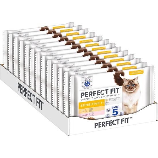 Perfect Fit Sensitive 1+ - Dry Food for Adult Sensitive Cats from 1 Year - Wheat-Free and Soya-Free- Supports Digestion - Various Varieties Perfect Fit Sensitive 1+ - Dry Food for Adult Sensitive Cats from 1 Year - Wheat-Free and Soya-Free- Supports Digestion - Various Varieties