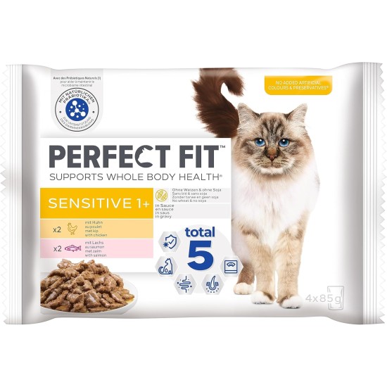Perfect Fit Sensitive 1+ - Dry Food for Adult Sensitive Cats from 1 Year - Wheat-Free and Soya-Free- Supports Digestion - Various Varieties Perfect Fit Sensitive 1+ - Dry Food for Adult Sensitive Cats from 1 Year - Wheat-Free and Soya-Free- Supports Digestion - Various Varieties