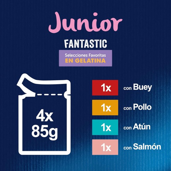 Purina Felix Men's Fantastic Junior, Brown, 48 Sobres de 85 g (Pack of 12), brown, 340 g (pack of 12) Purina Felix Men's Fantastic Junior, Brown, 48 Sobres de 85 g (Pack of 12), brown, 340 g (pack of 12)