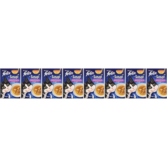 Purina Felix Soup Original Wet Cat Food with Cod, Tuna and Platessa - 8 Packs of 48 Bags of 48 g Each Purina Felix Soup Original Wet Cat Food with Cod, Tuna and Platessa - 8 Packs of 48 Bags of 48 g Each