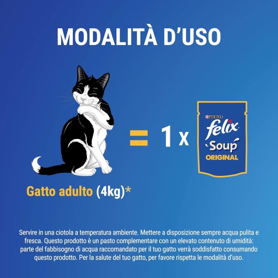 Purina Felix Soup Original Wet Cat Food with Cod, Tuna and Platessa - 8 Packs of 48 Bags of 48 g Each Purina Felix Soup Original Wet Cat Food with Cod, Tuna and Platessa - 8 Packs of 48 Bags of 48 g Each