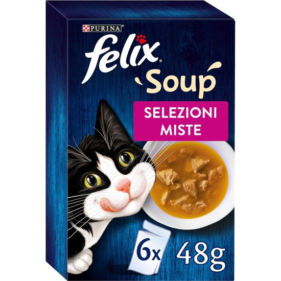 Purina Felix Soup Original Wet Cat Food with Cod, Tuna and Platessa - 8 Packs of 48 Bags of 48 g Each Purina Felix Soup Original Wet Cat Food with Cod, Tuna and Platessa - 8 Packs of 48 Bags of 48 g Each