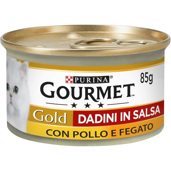 Purina Gourmet Gold Cubes Made of Sauce Moisture Cat with Chicken and Liver, 24 Cans of 85 g, 85 g (Pack of 24) Purina Gourmet Gold Cubes Made of Sauce Moisture Cat with Chicken and Liver, 24 Cans of 85 g, 85 g (Pack of 24)
