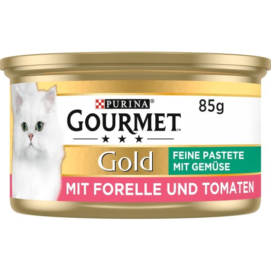 Purina Gourmet Gold Fine Pate with Vegetables Wet Cat Food, with Trout and Tomatoes, Pack of 12 (12 x 85 g) Purina Gourmet Gold Fine Pate with Vegetables Wet Cat Food, with Trout and Tomatoes, Pack of 12 (12 x 85 g)