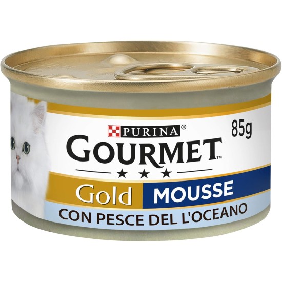 Purina Gourmet Gold Wet Cat Food Mousse with Ocean Fish 24 Cans of 85 g, Tin 24 x 85 g Purina Gourmet Gold Wet Cat Food Mousse with Ocean Fish 24 Cans of 85 g, Tin 24 x 85 g