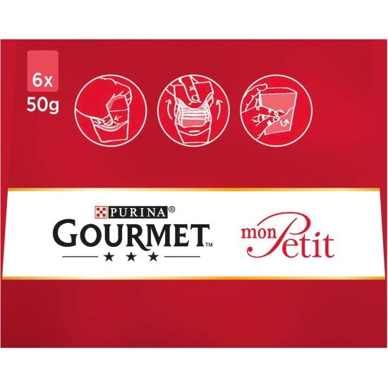 Purina Gourmet Mon Petit Moisture Cat with Beef, Liver, Wild 48 Bags of 50 g Purina Gourmet Mon Petit Moisture Cat with Beef, Liver, Wild 48 Bags of 50 g