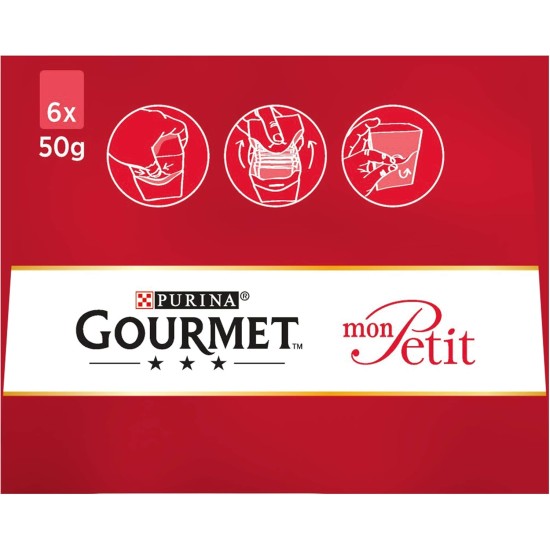 Purina Gourmet Mon Petit Moisture Cat with Beef, Liver, Wild 48 Bags of 50 g Purina Gourmet Mon Petit Moisture Cat with Beef, Liver, Wild 48 Bags of 50 g