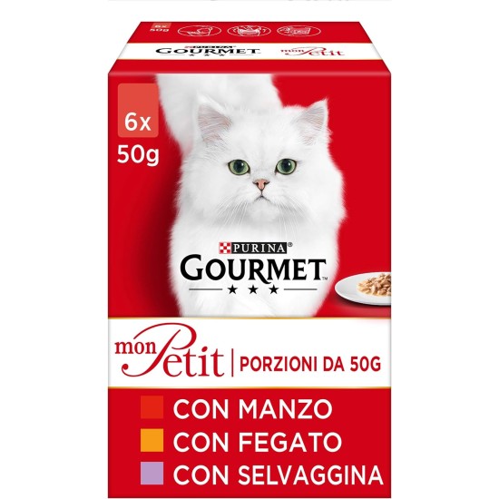Purina Gourmet Mon Petit Moisture Cat with Beef, Liver, Wild 48 Bags of 50 g Purina Gourmet Mon Petit Moisture Cat with Beef, Liver, Wild 48 Bags of 50 g