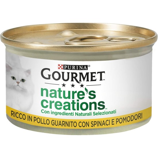 Purina Gourmet Nature's Creations Turkey Rich Wet Cat Food Garnished with Spinach and Parsnips, 24 x 85 g Tubs Purina Gourmet Nature's Creations Turkey Rich Wet Cat Food Garnished with Spinach and Parsnips, 24 x 85 g Tubs