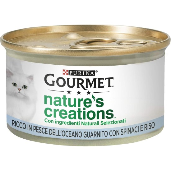 Purina Gourmet Nature's Creations Turkey Rich Wet Cat Food Garnished with Spinach and Parsnips, 24 x 85 g Tubs Purina Gourmet Nature's Creations Turkey Rich Wet Cat Food Garnished with Spinach and Parsnips, 24 x 85 g Tubs