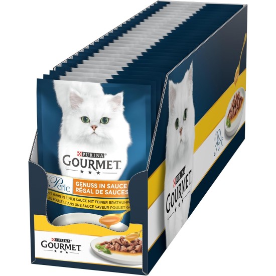 Purina Gourmet Perle Delights in Sauce Wet Cat Food, with Chicken, Pack of 26 (26 x 85 g) Purina Gourmet Perle Delights in Sauce Wet Cat Food, with Chicken, Pack of 26 (26 x 85 g)