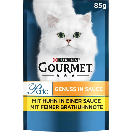 Purina Gourmet Perle Delights in Sauce Wet Cat Food, with Chicken, Pack of 26 (26 x 85 g)